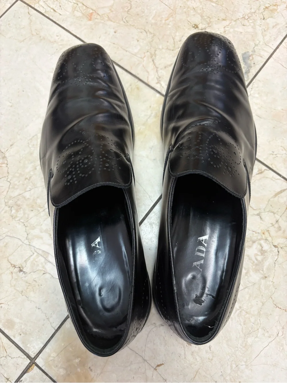 Prada Men's Black Leather Slip-On Dress Shoes